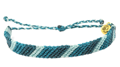Flat Braided Aqua Stripe