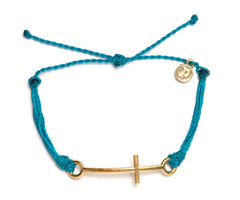 Gold Cross Neon Blue